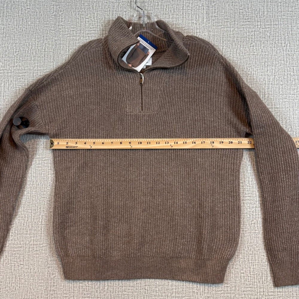 NWT Modern Ambition Womens Brown Merino Wool Blend Quarter Zip Ribbed Sweater Lg - Picture 7 of 9